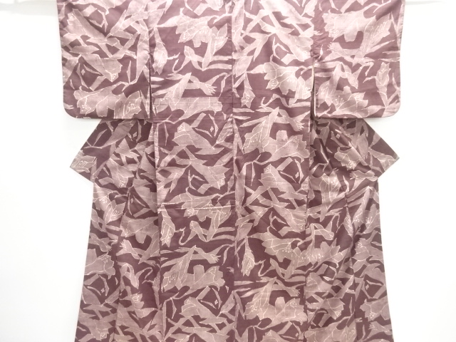 JAPANESE KIMONO / ANTIQUE KIMONO / SILK / TSUMUGI / FLOWER